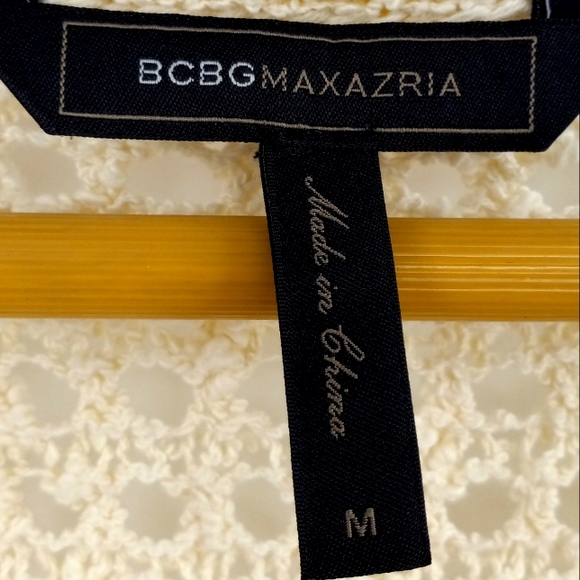 BCBGMAXAZRIA Cream Open Knit High Low Cotton Sweater Vest Size Medium - Picture 5 of 12